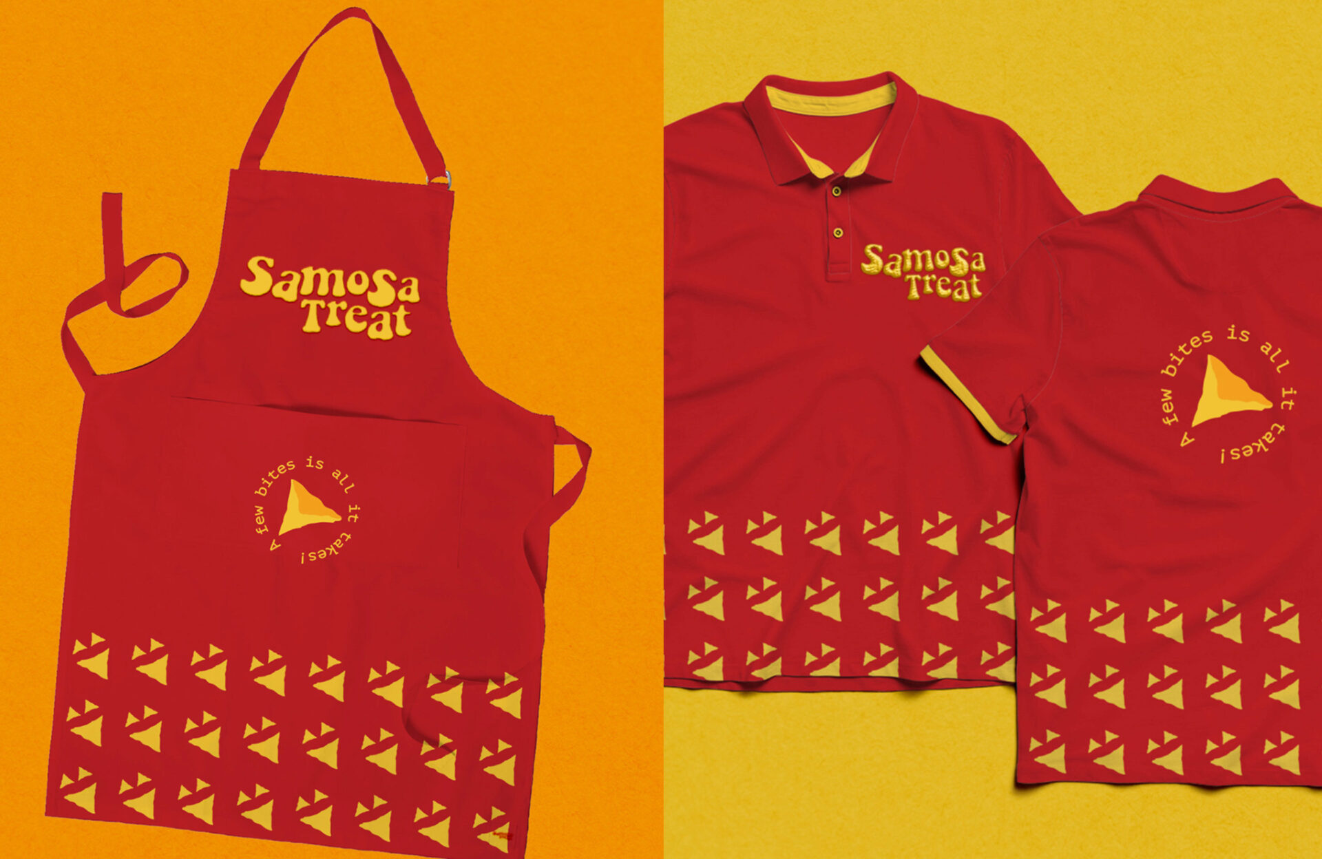 cafe-snacking-restaurant-branding-apparel-clothing-apron-tshirt-design-samosa-treat-reinaphics-chennai