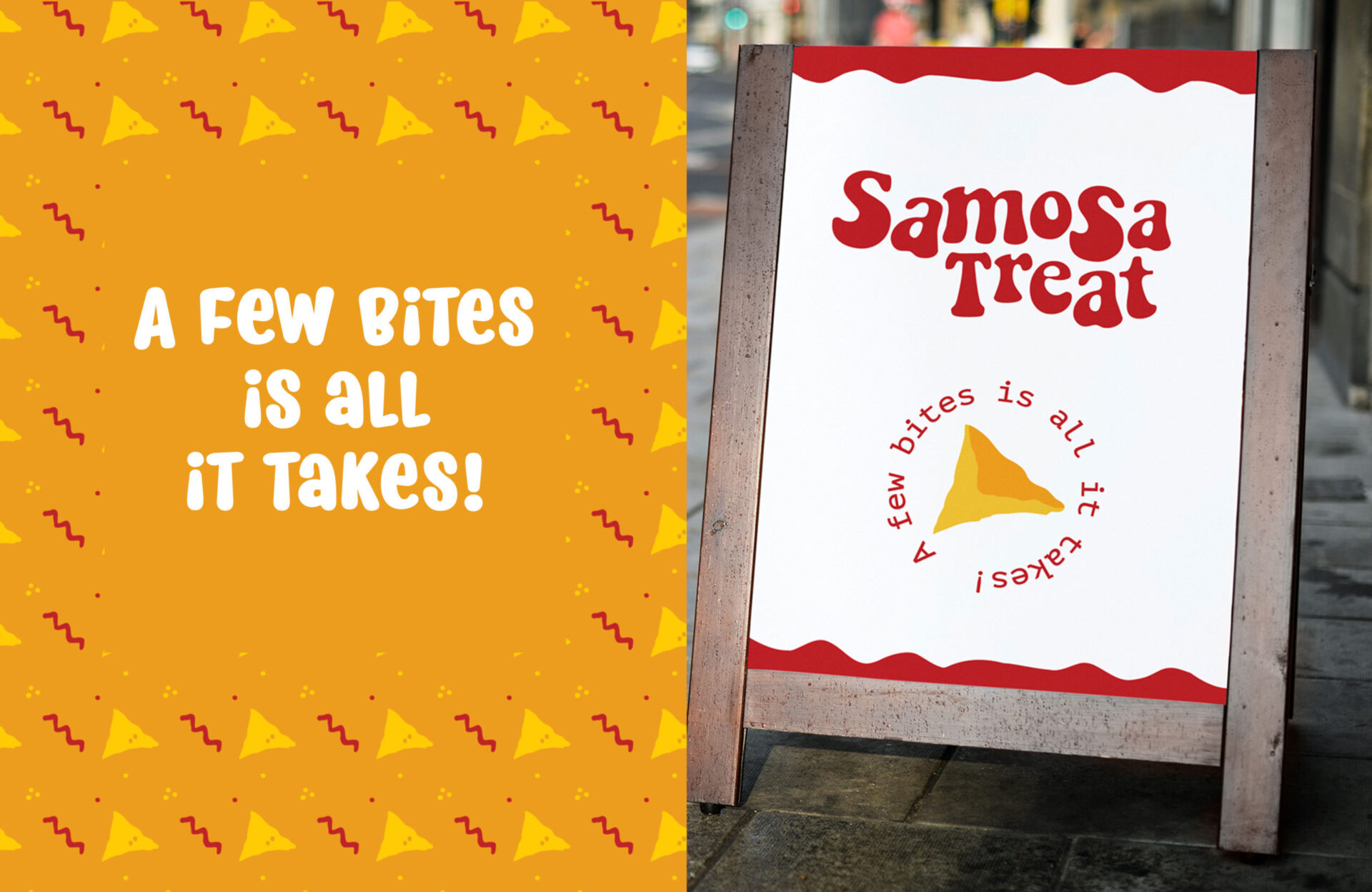 cafe-snacking-restaurant-branding-outdoor-signboard-advertising-brand-naming-design-samosa-treat-reinaphics-chennai