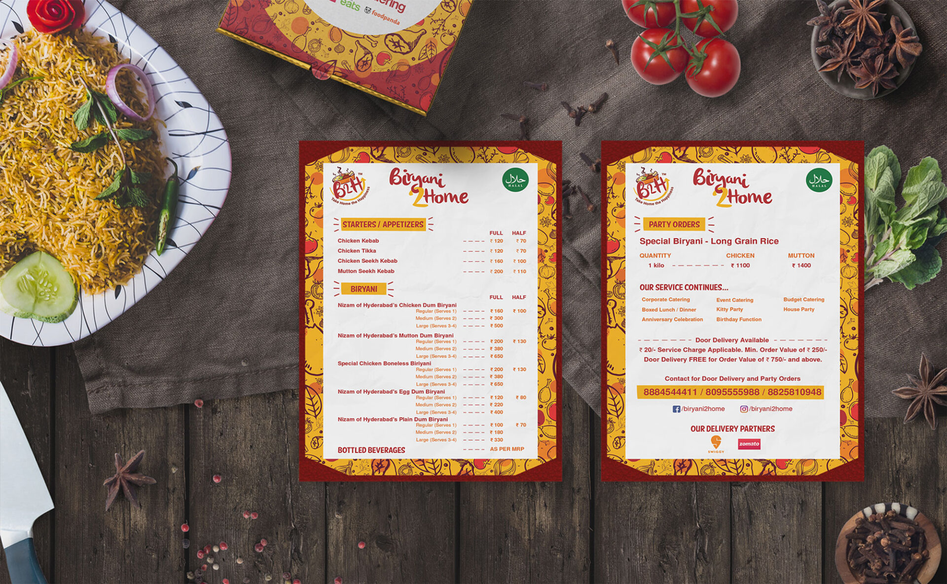 b2h-biriyani2home-menu-card-restaurant-takeaway-biriyani-outlet-branding-strategy-logo-design-consulting-services-agency-reinaphics-creatives-chennai-india